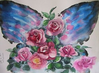 A006 吳心荷---玫瑰蝴蝶情 彩墨
